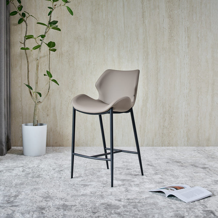 Viva Barstool in taupe Ultra Eco-Leather, front angle